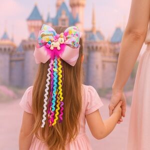 Accessories Girls Hair Bow Clip with Colorful Ribbons Handmade NEW